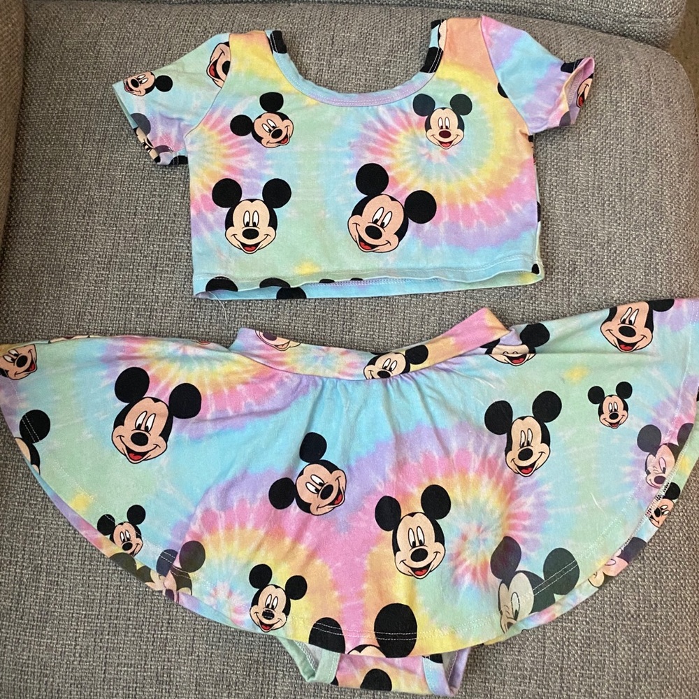 3/4 T pastel tye dye Mickey Mouse two piece